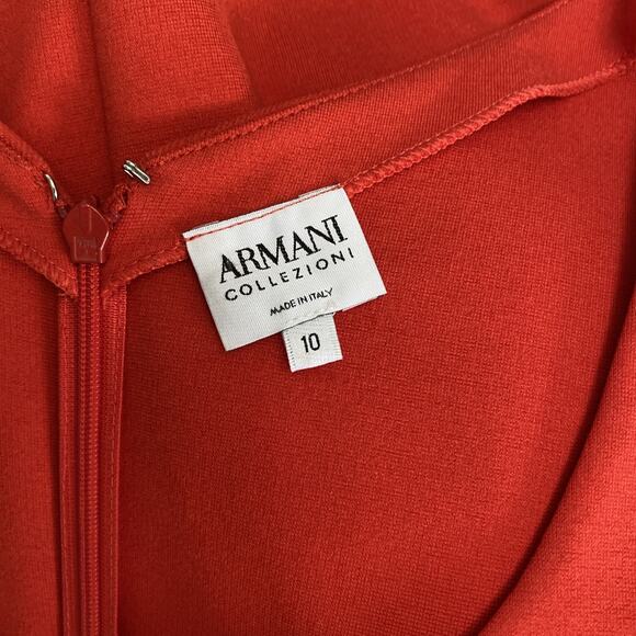 Armani Collezioni Milano Color Block Sheath Dress Panel Cap Sleeve Red Knee 10 M - Picture 3 of 7